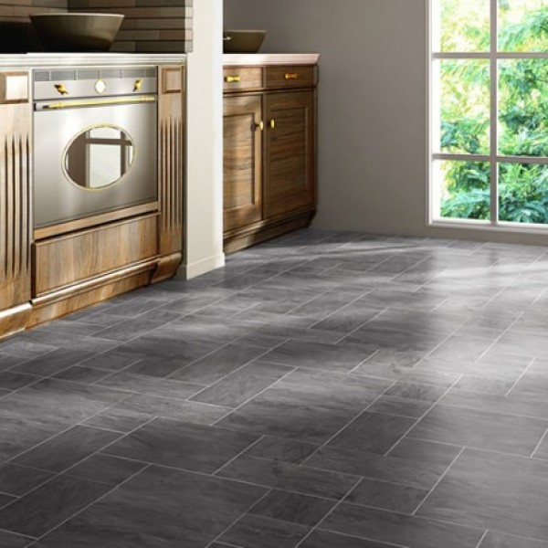 Faus Floor Night Slate Black 8mm Tile Effect Laminate