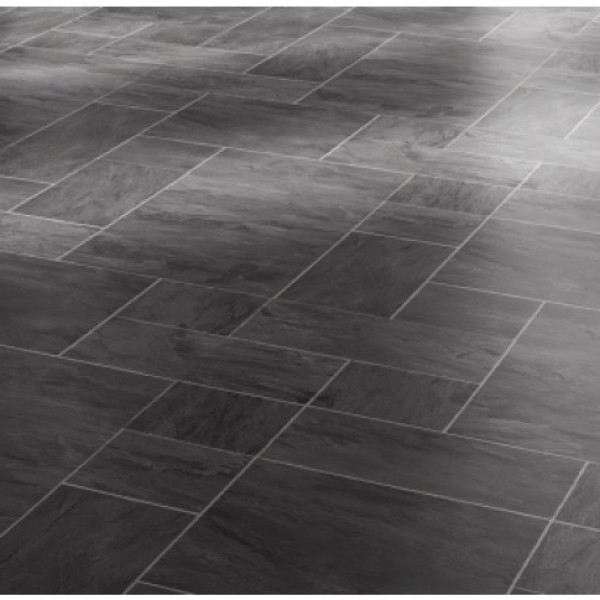 Faus Floor Night Slate Black 8mm Tile Effect Laminate
