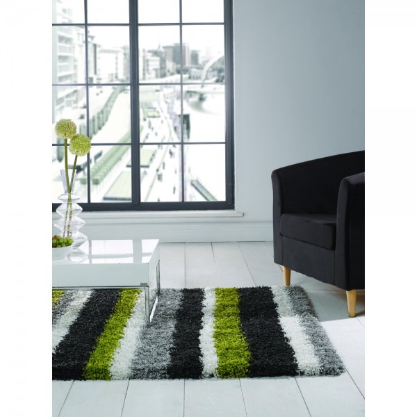 Flair Rugs Channel Lime Green Grey, Lime Green Rugs Uk